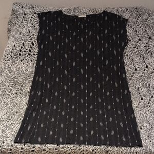 🖤 Eileen Fisher Textured Noir Silk‑Blend Shell • Minimal Luxe •